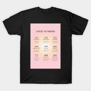 Angel Numbers Chart Pink and Orange Aura T-Shirt